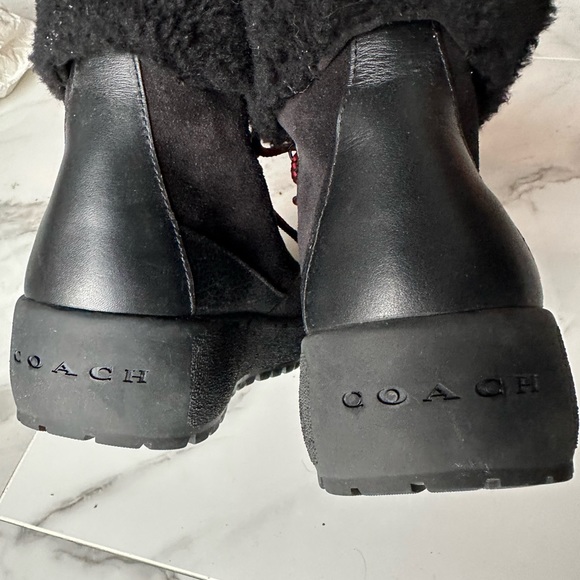Coach G2857 Tyler Fold-over Shearling Boots In Black Size 8 - Picture 8 of 10